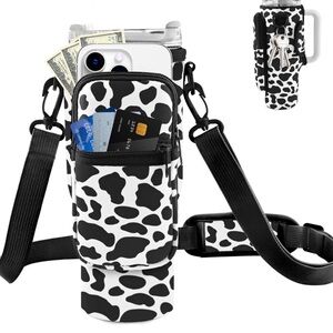 NEW Water Bottle Carrier w/ Pockets 40-50oz ➕ FREE Silicone Straw Cover